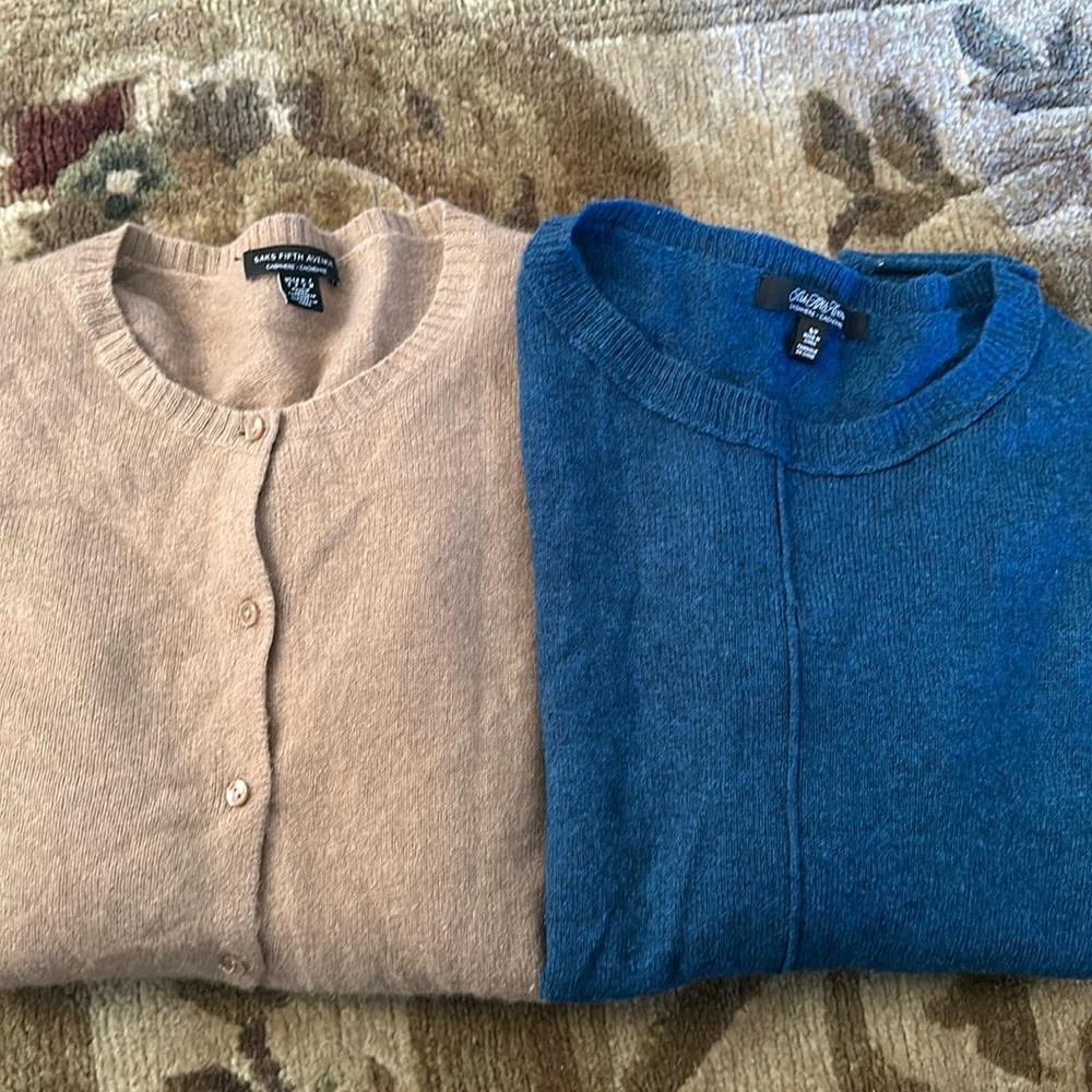 Two Saks Fifth Ave,cashmere sweaters.